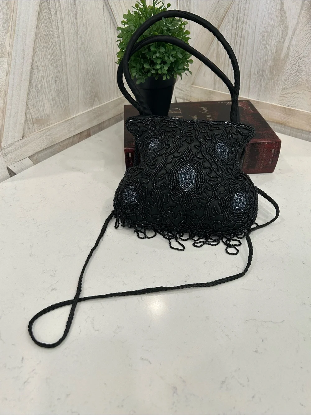 Black Beaded Evening Bag - Women Bags